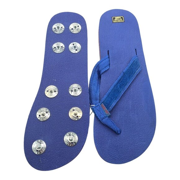 Vtg Mens Laid-Back Golf Flip Flops Sandals Cleats Size Large 12-13 Red Blue NEW - Picture 5 of 10